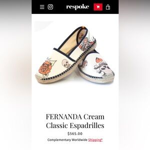 Respoke Fernanda Cream‎ Espadrilles with Skull and Floral Design
